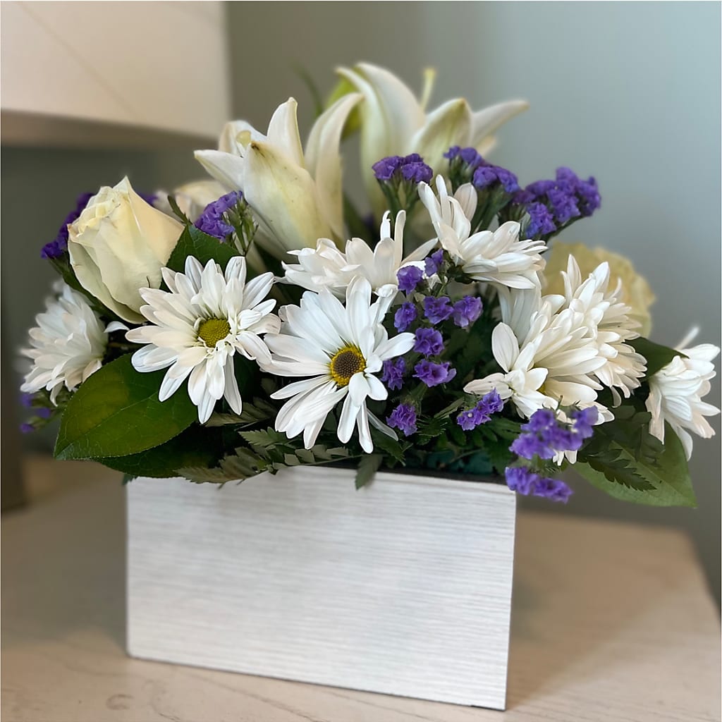 Beyond Blue Box Bouquet – Pettles Flowers, Salina KS