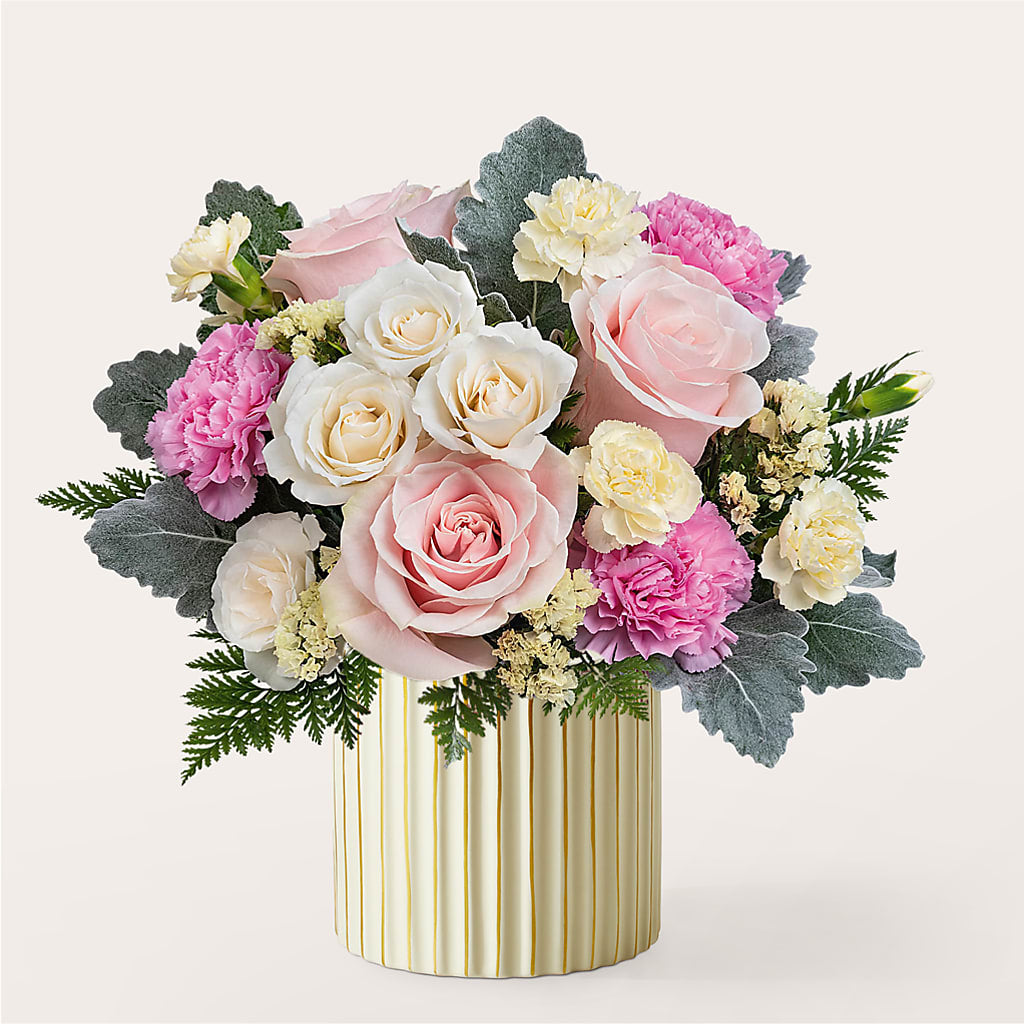 Blissful Moments Bouquet with Ivory Vase – Pettles Flowers, Salina KS