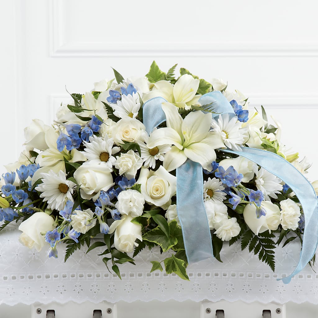 Tender Treasure Casket Spray – Pettles Flowers, Salina KS