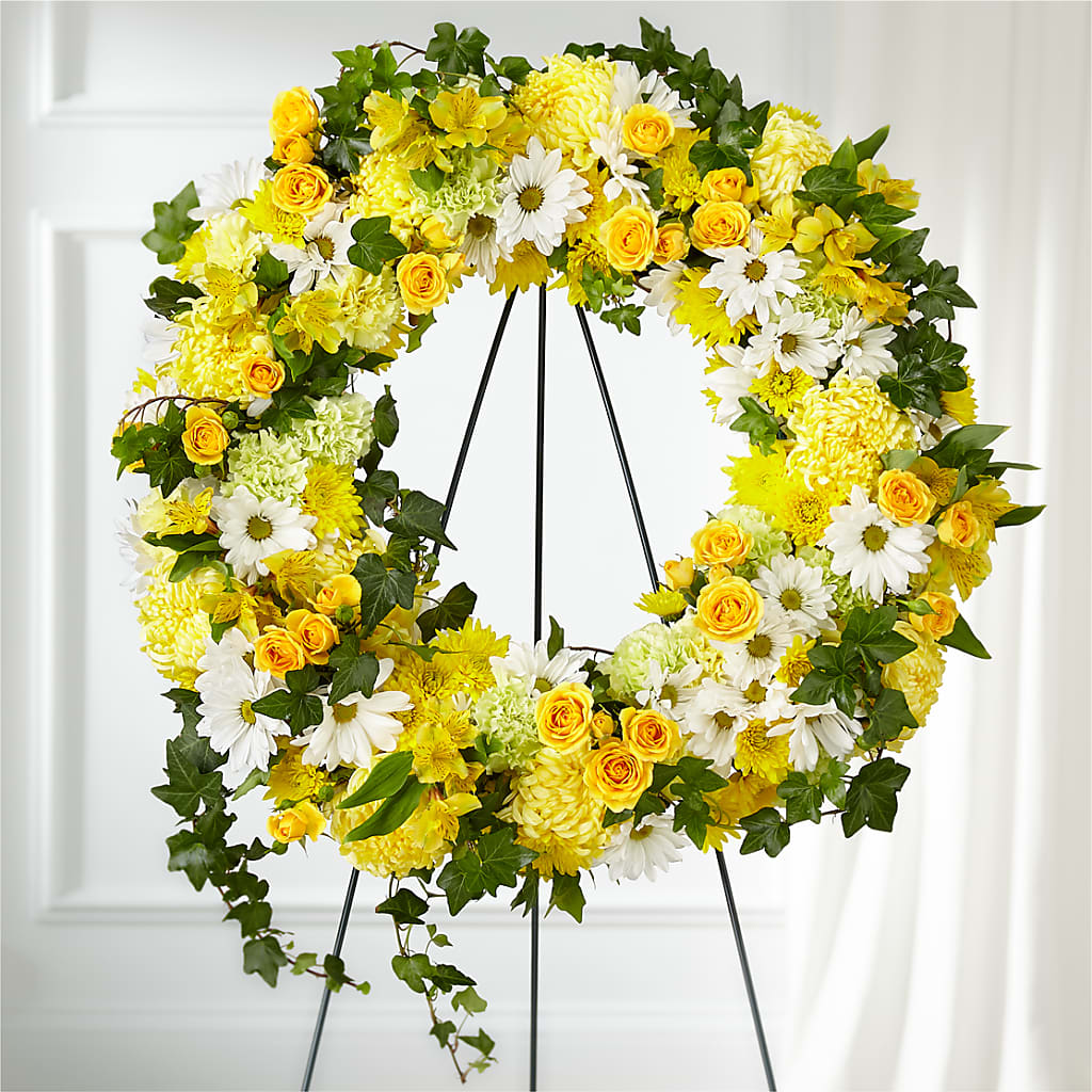 Golden Remembrance Wreath – Pettles Flowers, Salina KS
