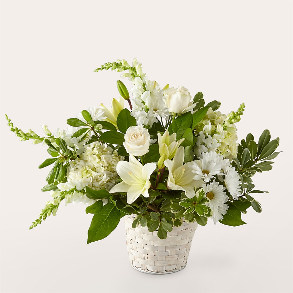 Ivory Elegance Floral Basket – Pettles Flowers, Salina KS