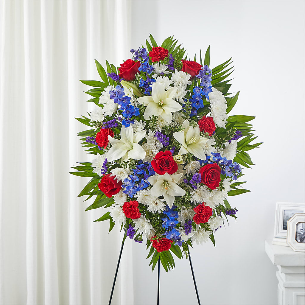 Cherished Service Standing Spray – Pettles Flowers, Salina KS