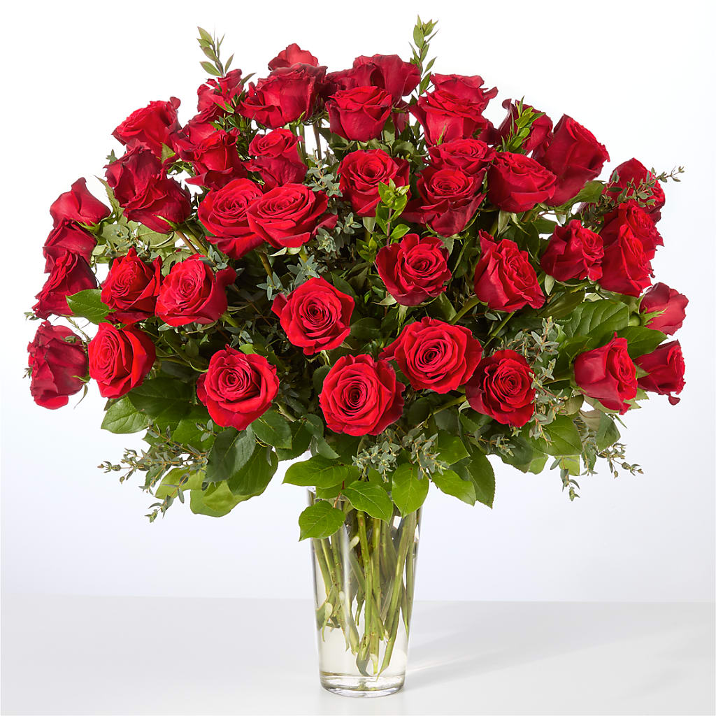 Forever Yours Fifty Stem Red Rose Bouquet – Pettles Flowers, Salina KS
