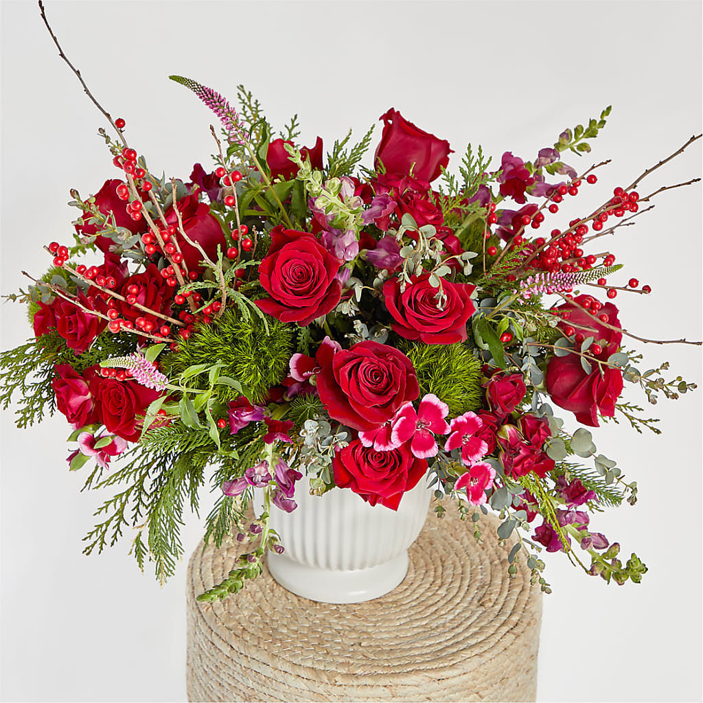Big Red Bow Bouquet –  Pettles Flowers, Salina KS