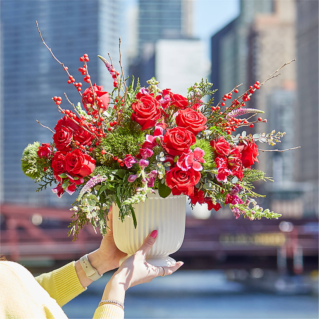 Big Red Bow Bouquet –  Pettles Flowers, Salina KS