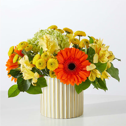 Autumn Sunshine Bouquet with Ivory Vase –  Pettles Flowers, Salina KS